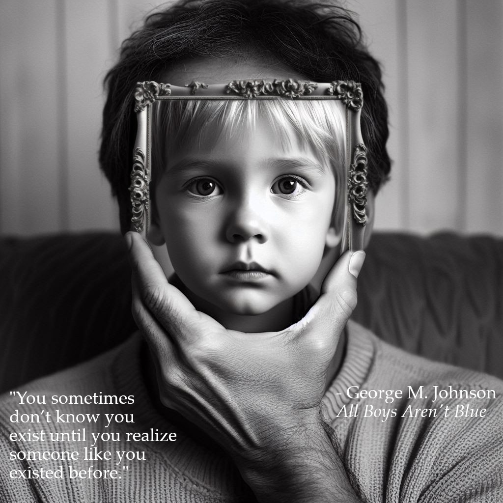 A child, seeing self reflected in the visible experiences of others.